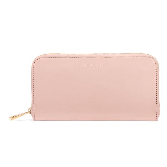 Continental Clutch Zip Wallet in Peach Kaviar from Aspinal of London