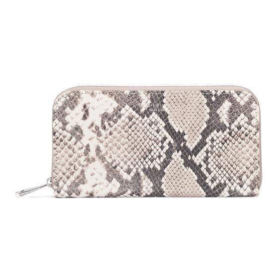 Continental Clutch Zip Wallet in Smooth Ivory & Natural Python Print from Aspinal of London