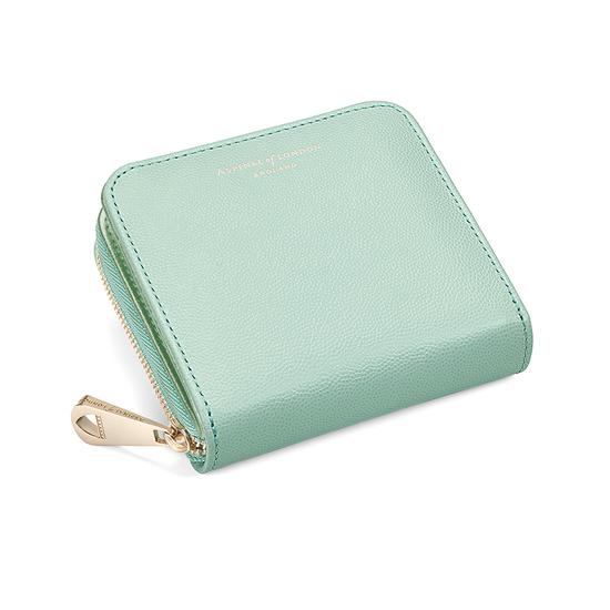 Mini Continental Zipped Coin Purse in Peppermint Metallic from Aspinal of London