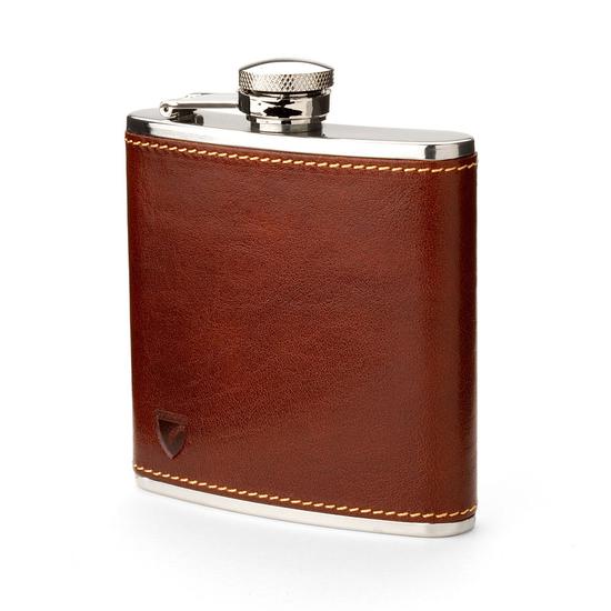 Men's Gift Set (Billfold Coin Wallet & Hip Flask in Cognac) from Aspinal of London