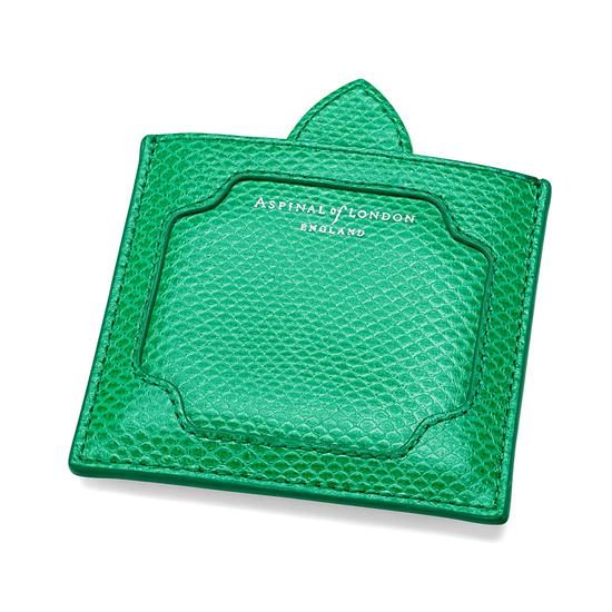 Marylebone Compact Mirror in Grass Green Lizard from Aspinal of London