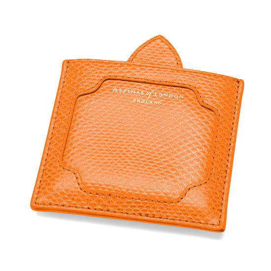 Marylebone Compact Mirror in Orange Lizard from Aspinal of London