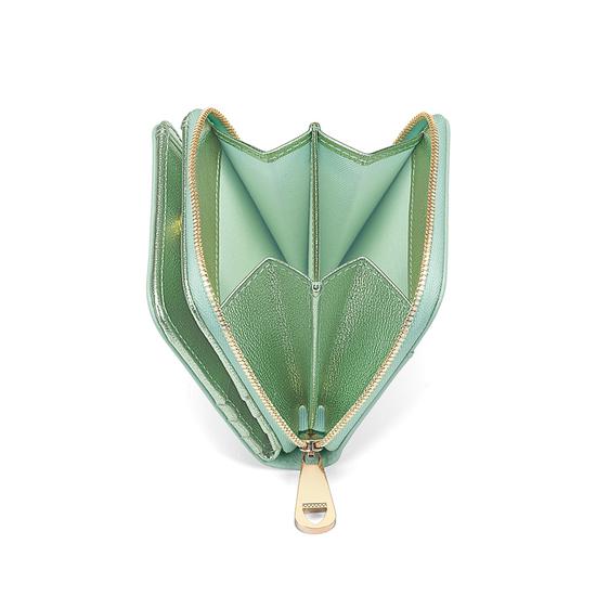Mini Continental Zipped Coin Purse in Peppermint Metallic from Aspinal of London