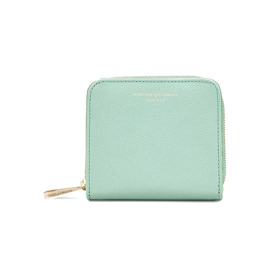 Mini Continental Zipped Coin Purse in Peppermint Metallic from Aspinal of London