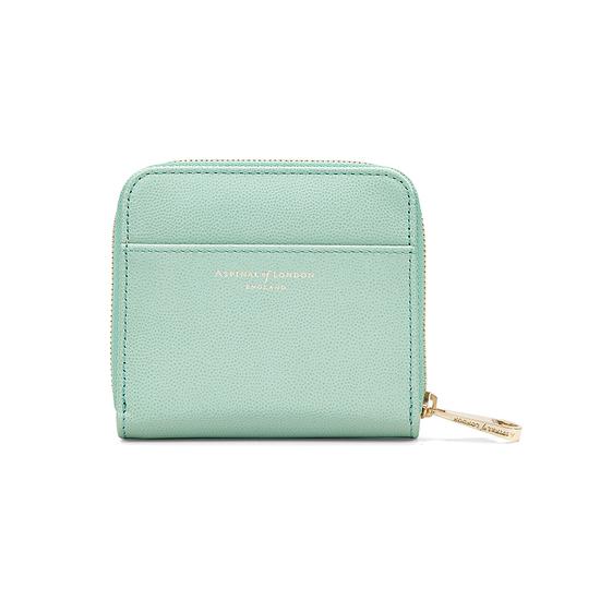 Mini Continental Zipped Coin Purse in Peppermint Metallic from Aspinal of London