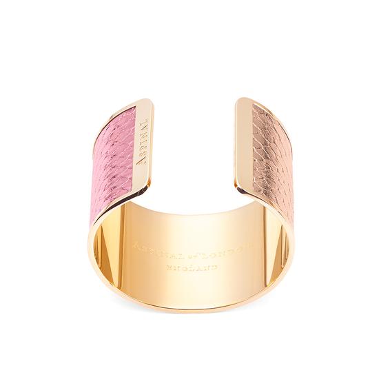 Minerva Cuff Bracelet in Rose Gold, Dragonfly, Flamingo Pink Metallic Snake from Aspinal of London