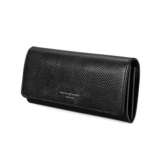 Lottie Purse in Jet Black Lizard from Aspinal of London
