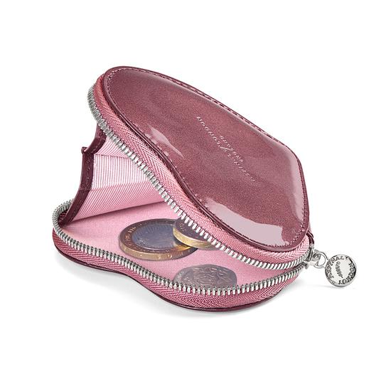 Heart Coin Purse in Dragonfly Patent & Baby Pink Suede from Aspinal of London