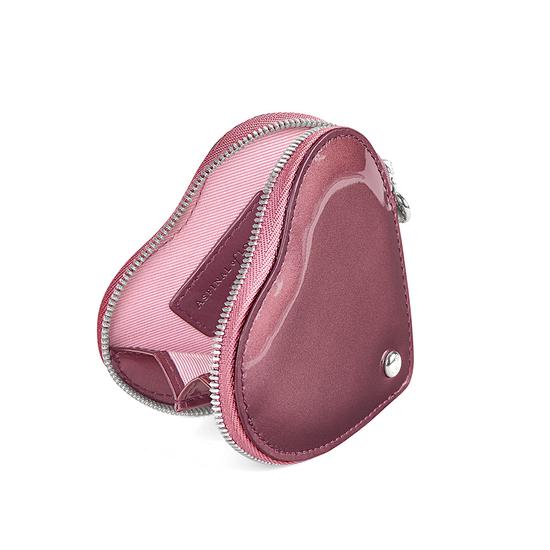 Heart Coin Purse in Dragonfly Patent & Baby Pink Suede from Aspinal of London
