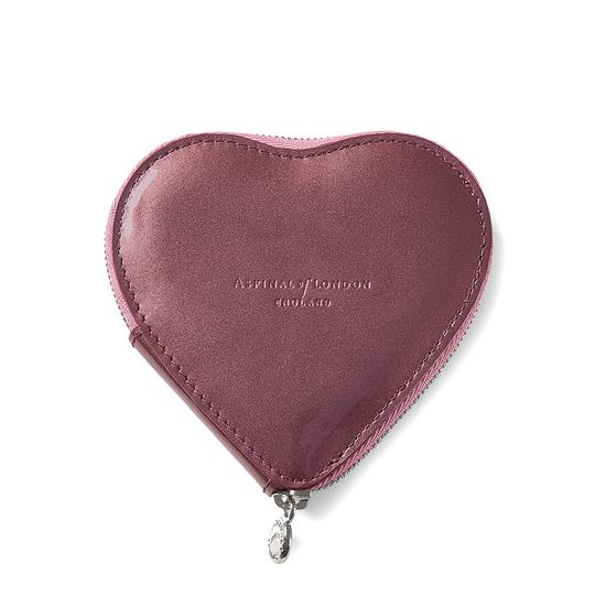 Heart Coin Purse in Dragonfly Patent & Baby Pink Suede from Aspinal of London