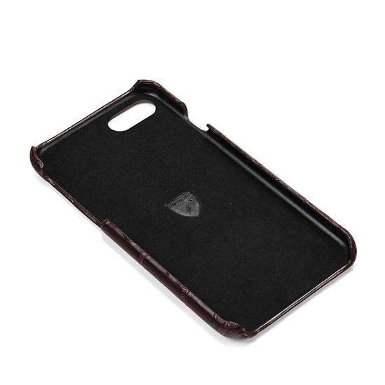 iPhone 6 Leather Cover in Deep Shine Amazon Brown Croc & Black Suede from Aspinal of London
