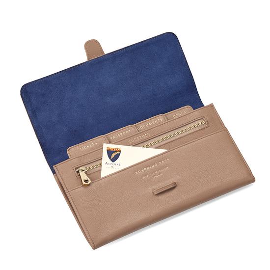 Classic Travel Wallet in Camel Pebble from Aspinal of London
