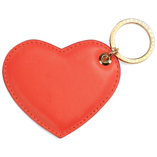 Heart Key Ring in Smooth Coral from Aspinal of London