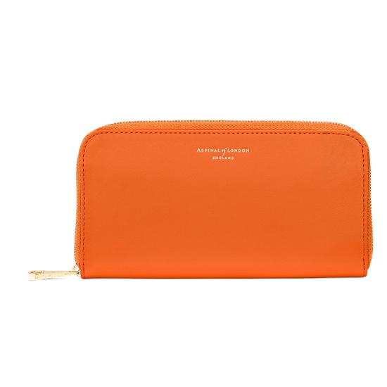Continental Clutch Zip Wallet in Smooth Orange from Aspinal of London