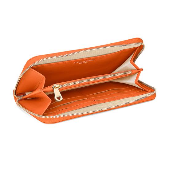 Continental Clutch Zip Wallet in Smooth Orange from Aspinal of London
