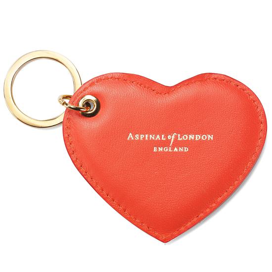 Heart Key Ring in Smooth Coral from Aspinal of London
