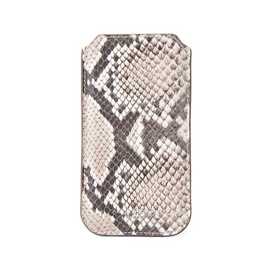 iPhone 6 / 7 Leather Case in Natural Python Print & Silver Suede from Aspinal of London
