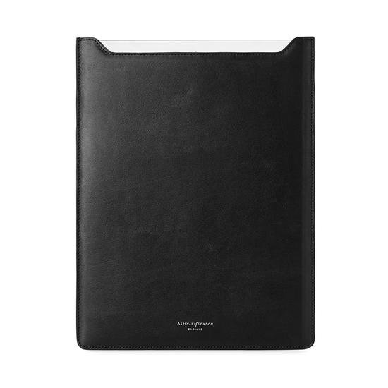 iPad Pro Leather Sleeve in Smooth Black & Cobalt Blue Suede from Aspinal of London