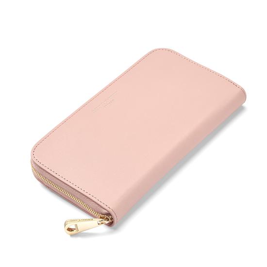 Continental Clutch Zip Wallet in Peach Kaviar from Aspinal of London
