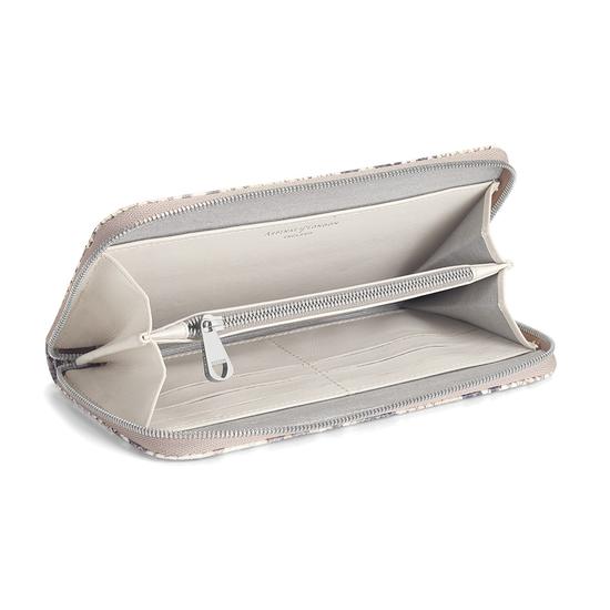 Continental Clutch Zip Wallet in Smooth Ivory & Natural Python Print from Aspinal of London