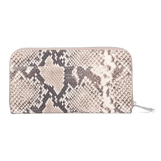 Continental Clutch Zip Wallet in Smooth Ivory & Natural Python Print from Aspinal of London