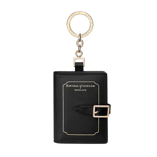 Marylebone Mini Refillable Journal Keyring in Smooth Black from Aspinal of London