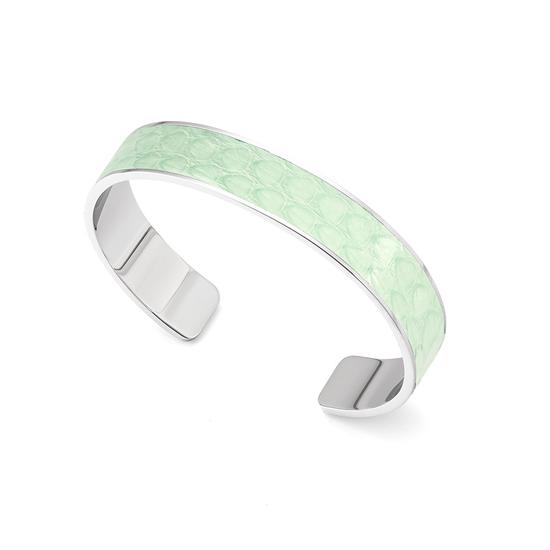 Silver Cleopatra Skinny Cuff Bracelet in Peppermint Snake from Aspinal of London
