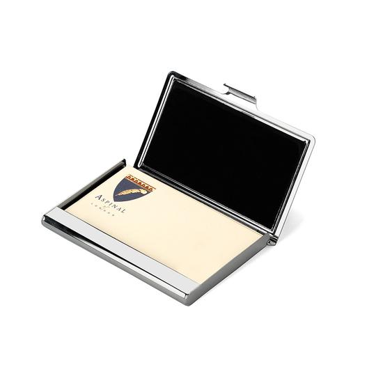 Stainless Steel Business Card Holder in Midnight Blue Lizard from Aspinal of London