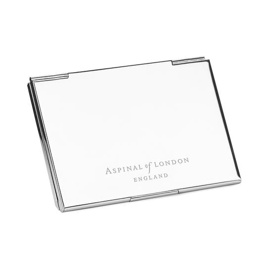 Stainless Steel Business Card Holder in Midnight Blue Lizard from Aspinal of London