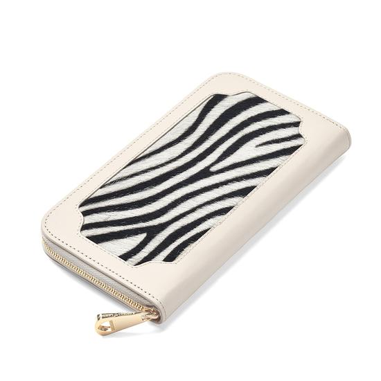 Marylebone Purse in Smooth Ivory & Zebra Haircalf from Aspinal of London