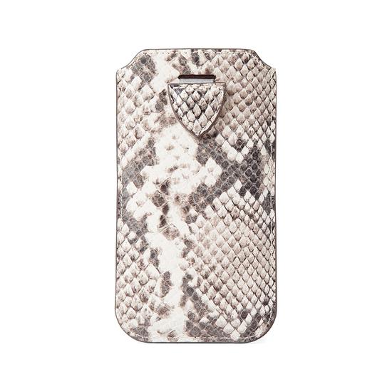 iPhone 6 / 7 Leather Case in Natural Python Print & Silver Suede from Aspinal of London