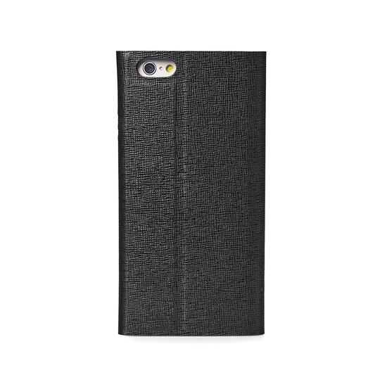 iPhone 6 Leather Book Case in Black Saffiano & Black Suede from Aspinal of London