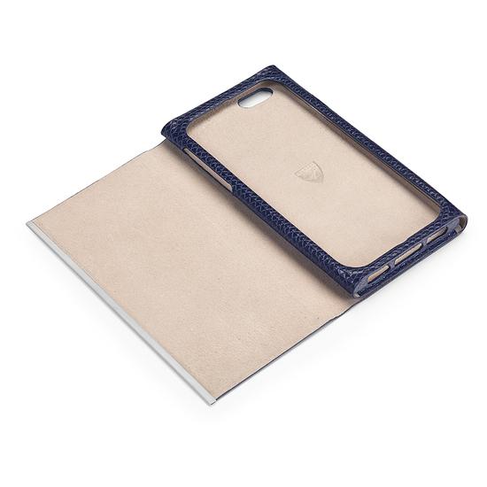 iPhone 6 Leather Book Case in Midnight Blue Lizard & Stone Suede from Aspinal of London