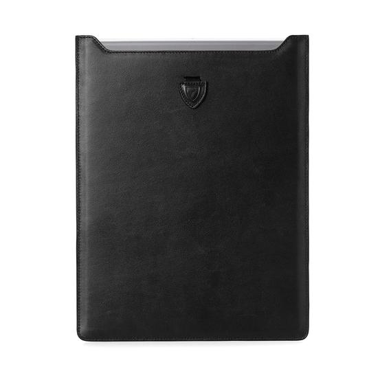 iPad Pro Leather Sleeve in Smooth Black & Cobalt Blue Suede from Aspinal of London