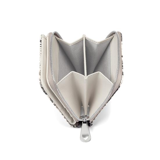 Mini Continental Zipped Coin Purse in Smooth Ivory & Natural Python Print from Aspinal of London