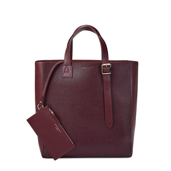 The 'A' Tote in Burgundy Saffiano & Burgundy Suede from Aspinal of London