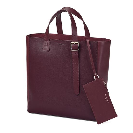 The 'A' Tote in Burgundy Saffiano & Burgundy Suede from Aspinal of London
