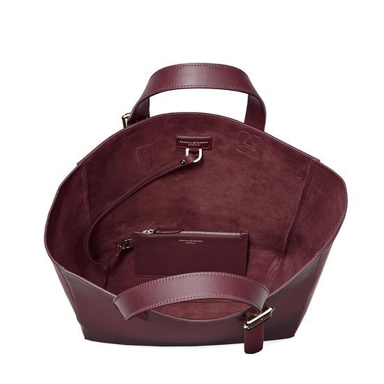 The 'A' Tote in Burgundy Saffiano & Burgundy Suede from Aspinal of London