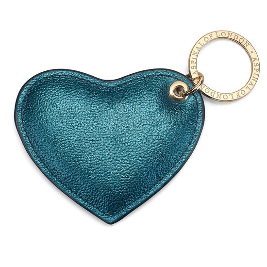 Heart Key Ring in Metallic Peacock from Aspinal of London