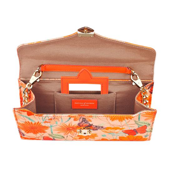Mini Manhattan Clutch in Orange Botanical Silk from Aspinal of London