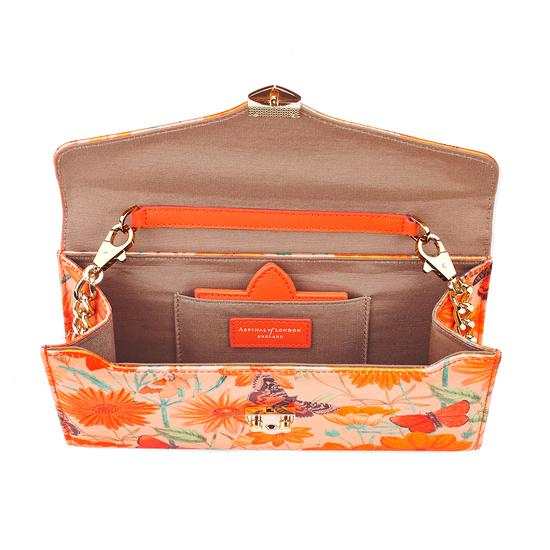 Mini Manhattan Clutch in Orange Botanical Silk from Aspinal of London
