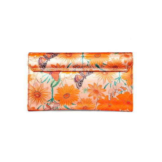 Mini Manhattan Clutch in Orange Botanical Silk from Aspinal of London