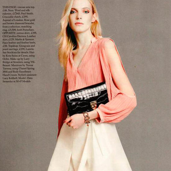 Manhattan Clutch with Chain in Deep Shine Black Croc from Aspinal of London