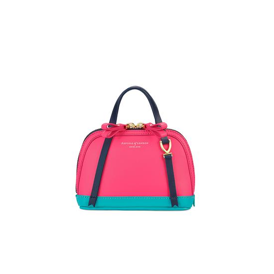 Safiya Make Up Bag in Smooth Neon Pink, Aqua & Navy from Aspinal of London