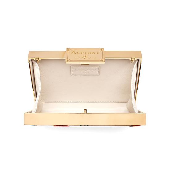 Scarlett Box Clutch in Alabaster Poppy Botanical Silk from Aspinal of London