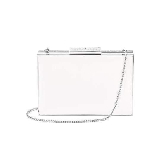 Scarlett Box Clutch in Silver Saffiano & Smooth Alabaster White from Aspinal of London