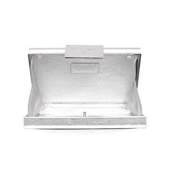 Scarlett Box Clutch in Silver Saffiano & Smooth Alabaster White from Aspinal of London