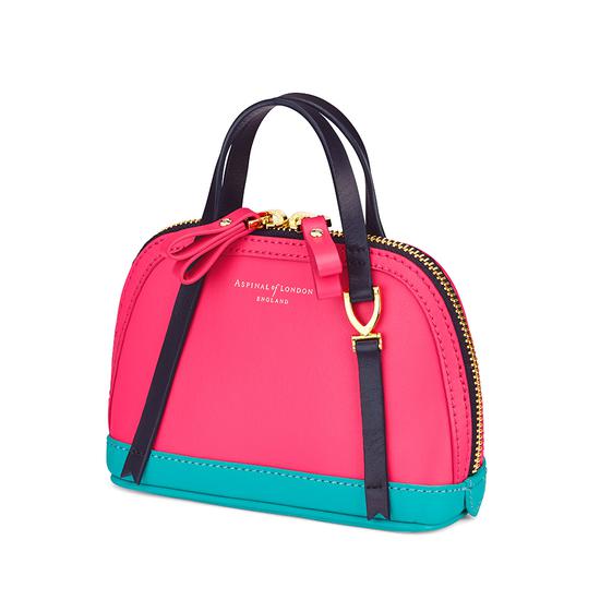 Safiya Make Up Bag in Smooth Neon Pink, Aqua & Navy from Aspinal of London