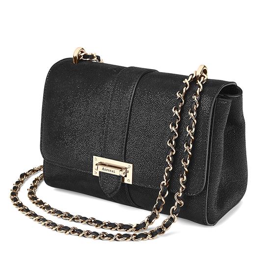 Small Lottie Bag in Black Galaxy from Aspinal of London