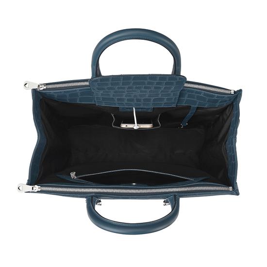 Editor's Tote in Teal Nubuck Croc from Aspinal of London